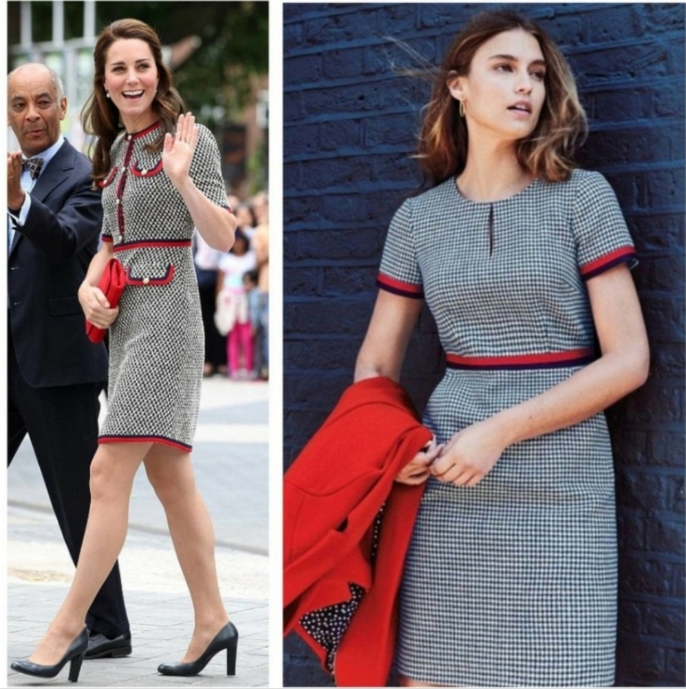 [BODEN]Adelaide British Tweed Dress short sleeve sheath Houndstooth Puppy tooth2